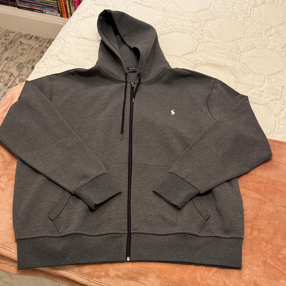 NWOT Polo by Ralph Lauren Men's Charcoal Zip-Up Hoodie